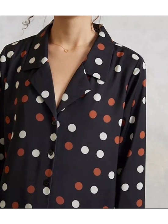 Porridge by Anthropologie Polka Dot Waistless Jumpsuit in Navy Size Medium - Picture 2 of 5